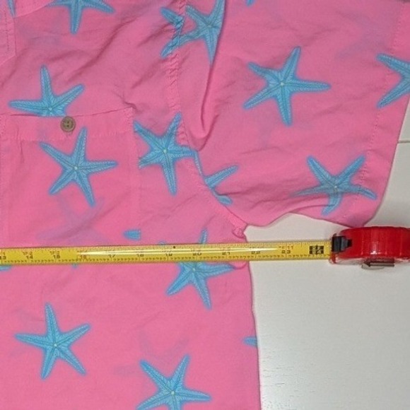 Uzzi Amphibious Gear Mens S Neon Pink Blue Starfish Button Up Camp Shirt HPS07 - Picture 5 of 7